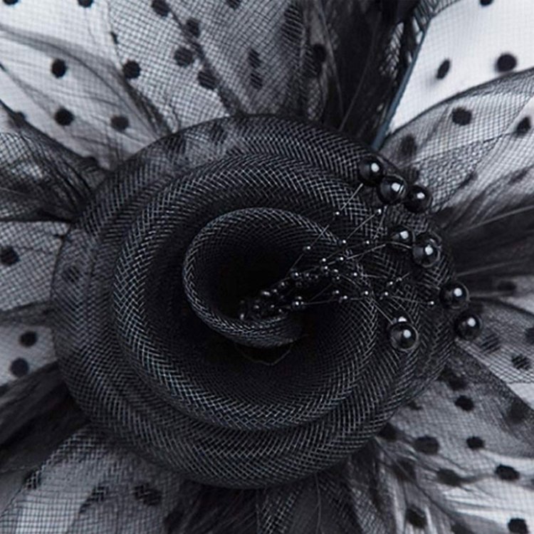 Handmade Bride Mesh Hair Accessories Wedding Photo Hat Headwear, Red, Blue, Navy, Black, White, Gray, Pink, Beige - Image 4
