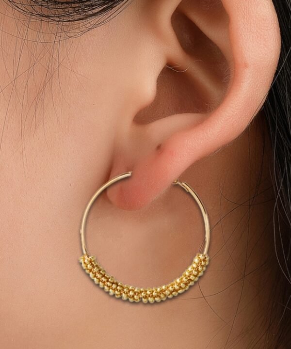 Women Hoop Earrings Ethnic Vintage Bead Boho Earrings Statement Jewelry, black, blue, Gold, multicolor, pink, silver, white