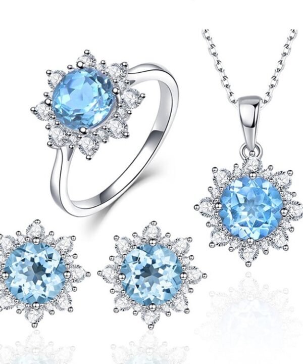 3 PCS/Set Snow Shape Gemstone Jewelry Set For Women, 6, 7, 8, 9, 10