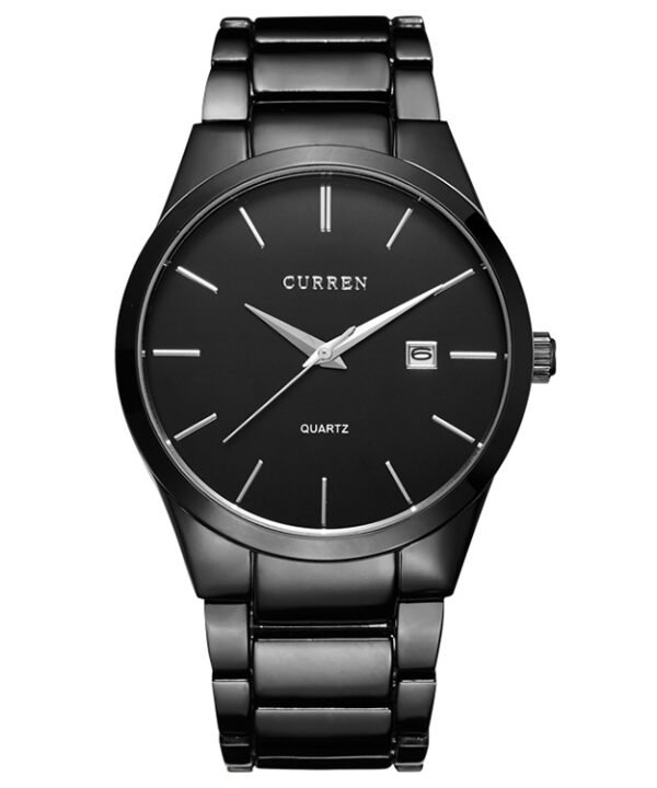 CURREN 8106 Fashion Business Calendar Waterproof Full Steel Quartz Watch, black case black face, white case black face, black case white face, white case white face