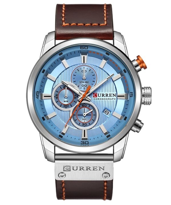 CURREN M8291 Chronograph Watches Casual Leather Watch for Men, White case blue face, White case black face, Black case blue face, Black case black face, Rose case coffee face, Rose case gray face