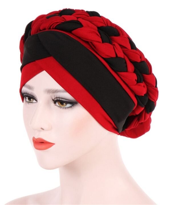 Two-color Braided Milk Silk Turban Cap, M（56-58cm）