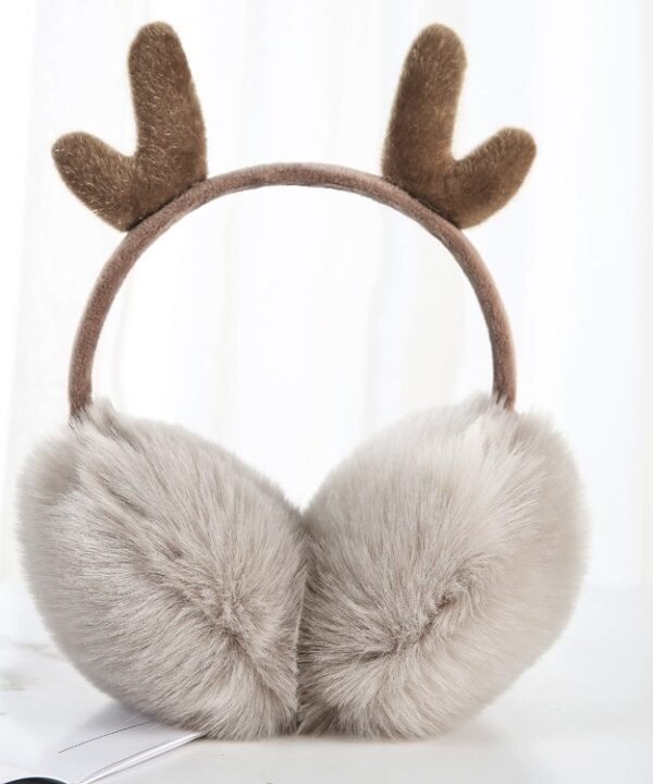 Antler Plush Earmuffs Winter Warm Fashion Retractable Ear Warmer, One Size