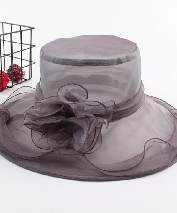 Women Spring and Summer Wide-brim Organza Hat Beach Folding Sun Hat