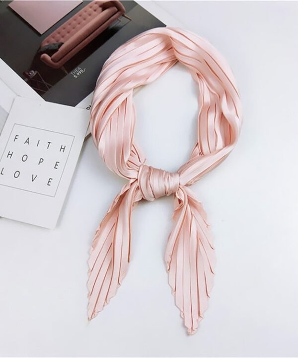 Ladies Retro Style Pleated Diamond Square Scarf Silk Scarf, Length: 70cm