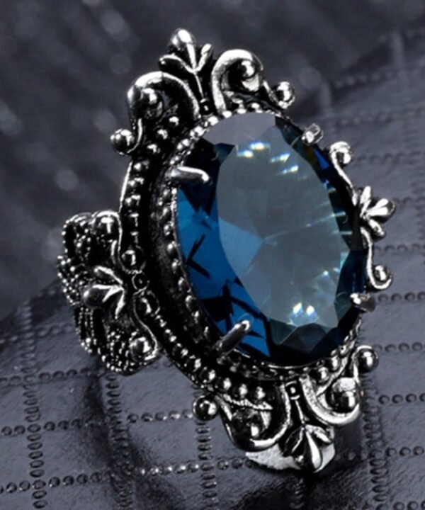 Vintage Goose Egg-shaped Sea Blue Topaz Ring, 10, 6, 7, 8, 9