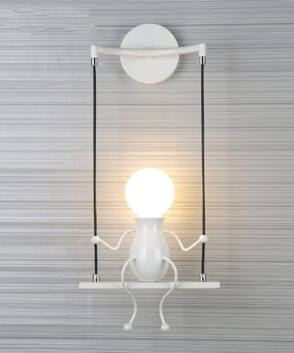 E27 LED Personality Creative Retro Wrought Iron Villain Wall Lamp without Bulb, White, Red, Black