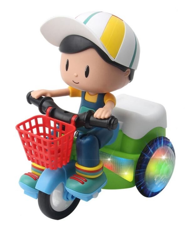 Electric Universal Stunt Tricycle Rotating Cartoon Toy Car with Light Music, Random Color Delivery, Boy, Girl