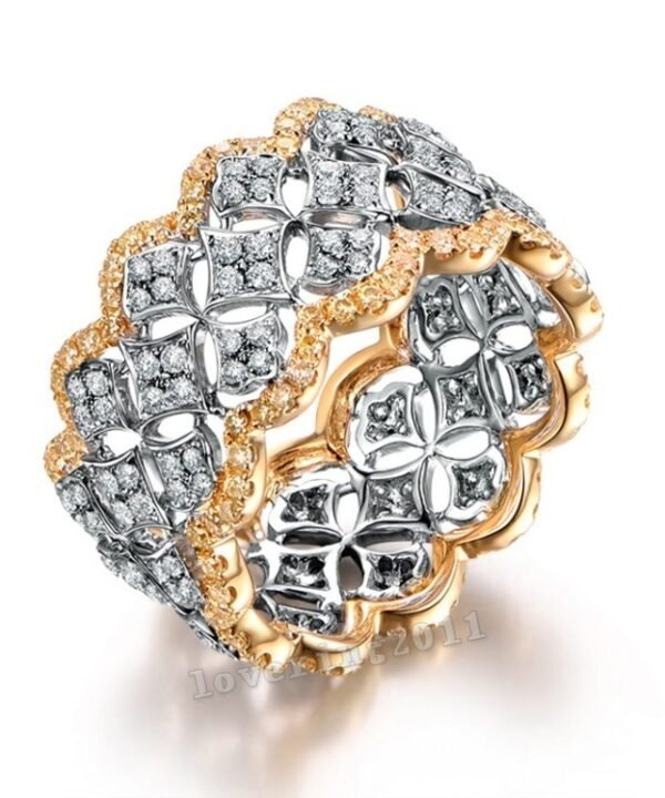 Plated Color Micro Set Ring Luxury Diamond Gold Wedding ring, Size:7, Size:6, Size:9, Size:8, Size:10