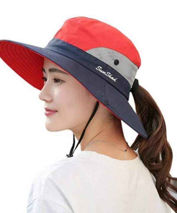 SunShad 112221 Foldable Wide-brimmed Breathable Summer Sunscreen Fisherman Hat for Men / Women, Size: 55-57cm, Two-color Adult Navy, Two-color Adult Pink, Two-color Adult Organe, Two-color Adult Red