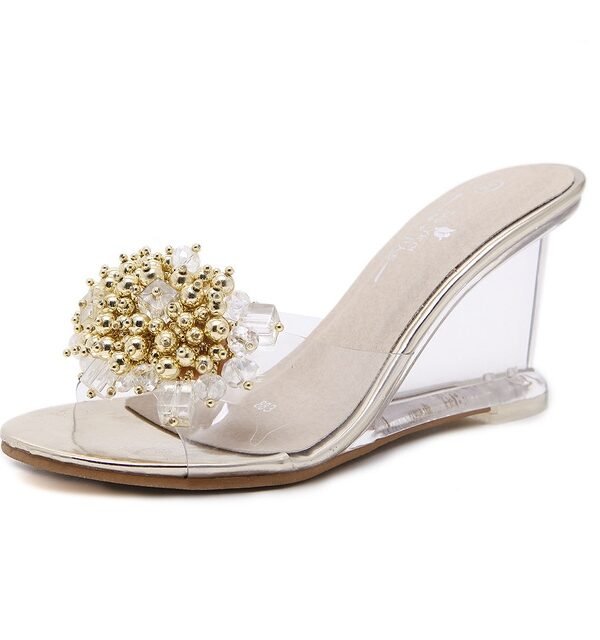 Woman Glass Rhinestone Wedge Heels, 34, 35, 36, 37, 38, 39, 40, 41