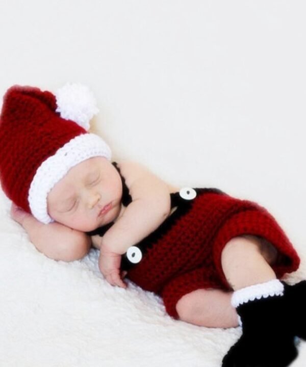 Babies Photography Clothing Christmas Clothing Set Hand-knitted Wool Hat + Overalls Shorts + Socks