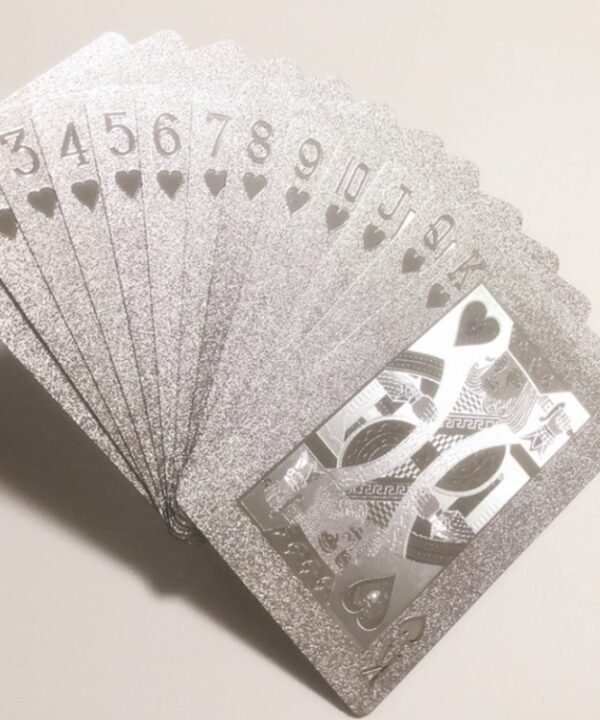 2 PCS Waterproof Durable Silver Foil Plastic Creative Playing Cards Gift