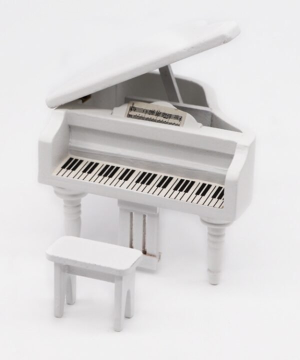 1:12 Mini House Toy Simulation Grand Piano Decoration, White, black