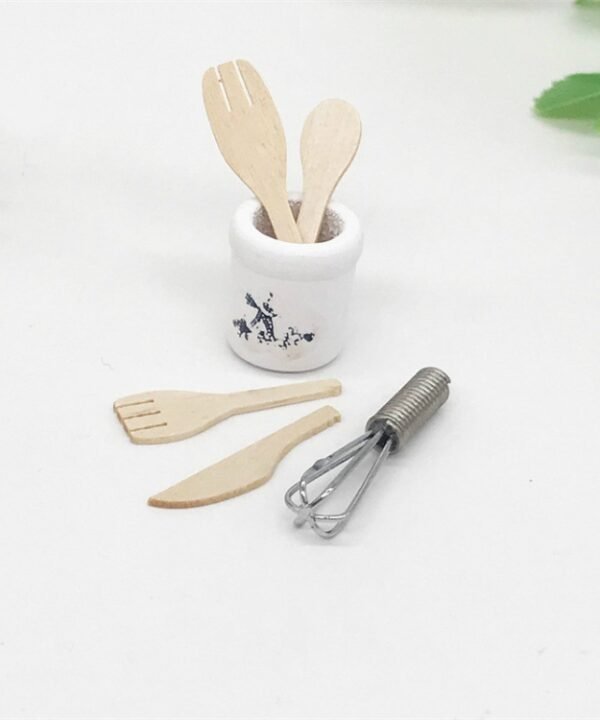 6 PCS / Set 1:12 Mini House Toy Simulation Eggbeater Pot Fork Set Kitchen Accessories, 6 PCS / Set Eggbeater Pot Fork Set