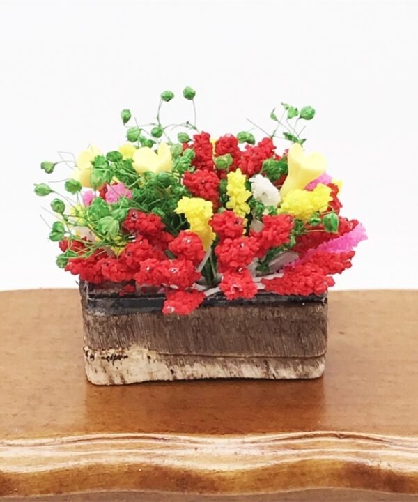 2 PCS 1:12 mini Doll House Dollhouse Garden Scene Simulation Flower Potted Clay Flower, Clay Flower