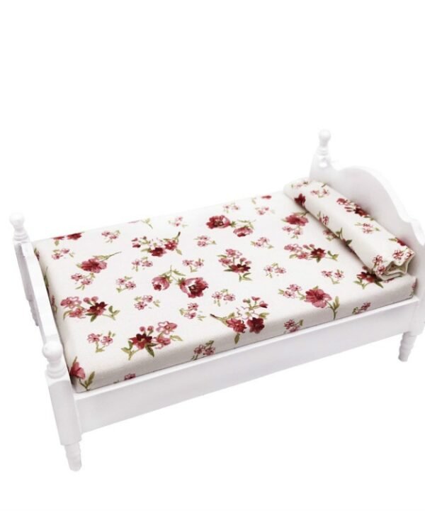 1:12 Mini House Toy Simulation Bedroom White Single Bed, Bedroom White Single Bed