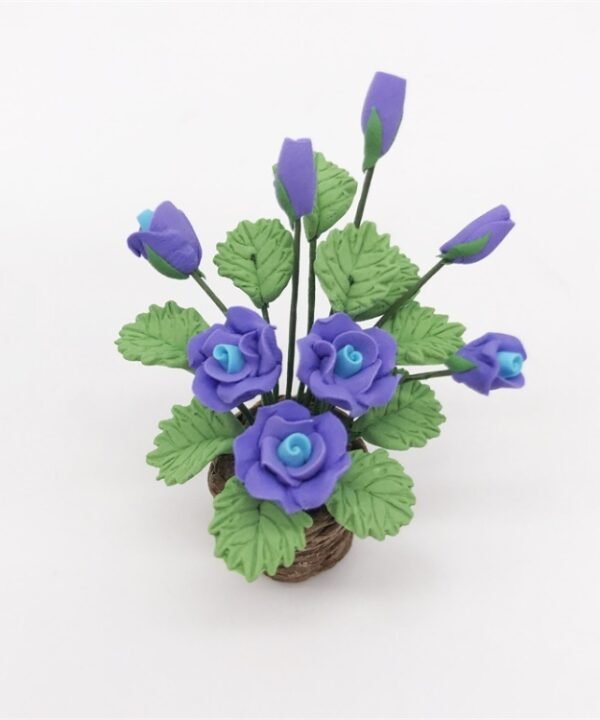 1:12 Mini House Toy Simulation Purple Rose Flowers Model Toy, Purple Rose Flowers