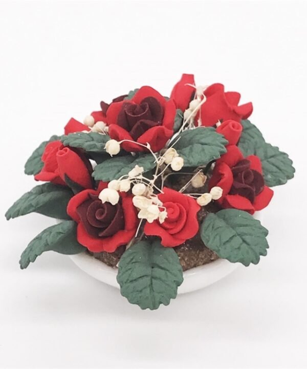 1:12 Mini House Toy Simulation Flower Potted Rose Bauble for Garden, Rose