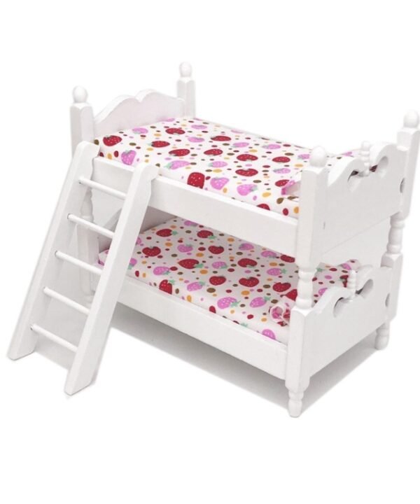 1:12 Mini House Toy Simulation Children Wooden Bunk Bed