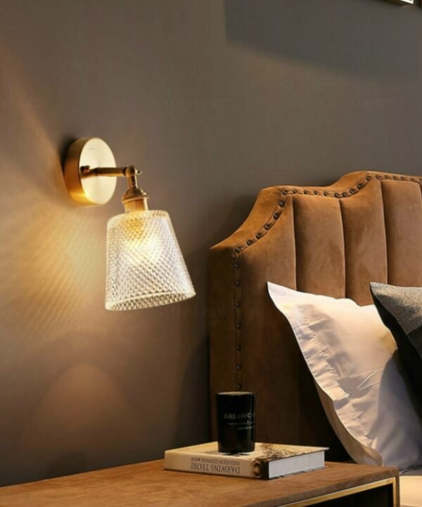 Copper Living Room Bedroom Crystal Wall Lamp, All Copper Single Head