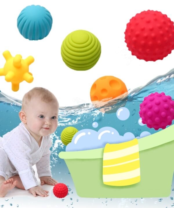 6 in 1 Baby Bath Soft Ball Rubber Educational Tub Toys