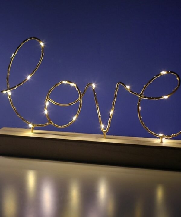 LED Little Night Light Bedroom Bedside Wrought Iron Wooden Home Decoration Birthday Gift, Letter Love, Letter Home