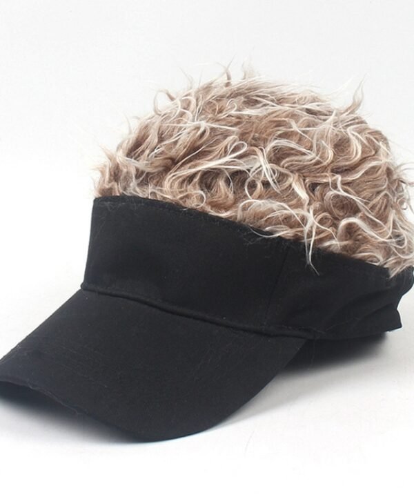 Unisex Fashion Outdoor Sunshade Baseball Cap with Wig, One Size