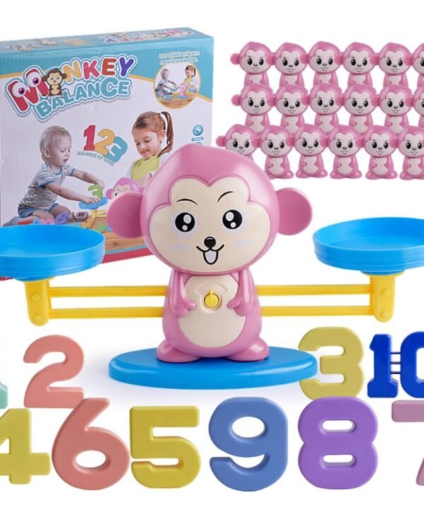 Monkey Balance Scale Toy Child Educational Math Toys, Monkey Pink, Monkey Brown