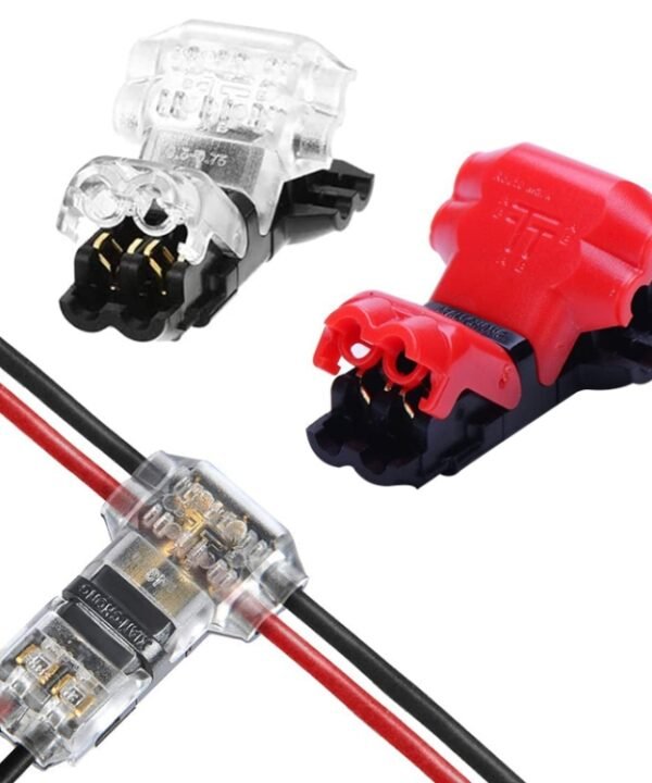 5PCS Peel-free Quick Connector Two-core T-type 2-wire Stripping Terminal Block, Random Color Delivery