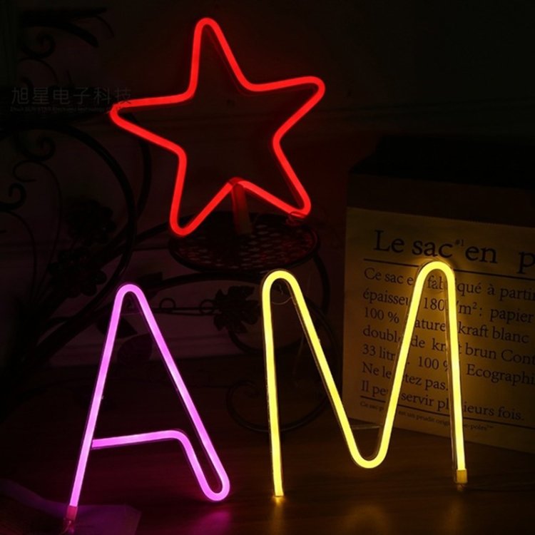 LED Neon Pendant Decoration Lamp Warm Night Light, LOVE, Pineapple, Great Love, Flamingo, Lightning, Christmas Tree, Animal Head, Pentagram, Kitten, Moon, Clouds, Lips, Cactus, Dolphin - Image 3