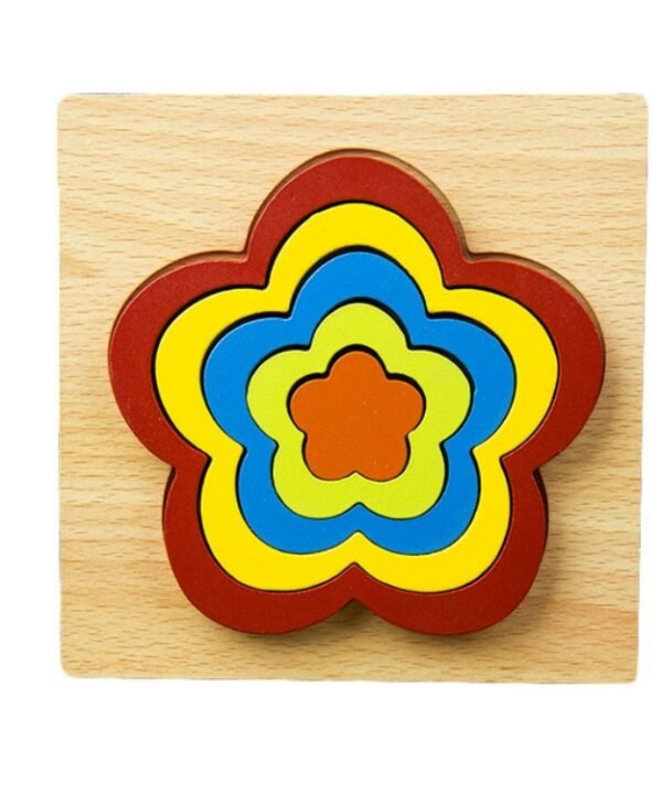 DIY Creative 3D Wooden Puzzle Geometry Shape Puzzle Children Educational Toys, Flower, Square, Oval, Polygon, Quadrilateral, Gear Shape, Round, Hexagon, Triangle, Pentagram