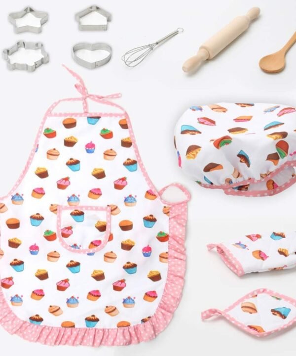 11 PCS / Set Kids Cooking Baking Kit Kitchen Chef Costume Role Play Apron Hat Gloves Set for Children