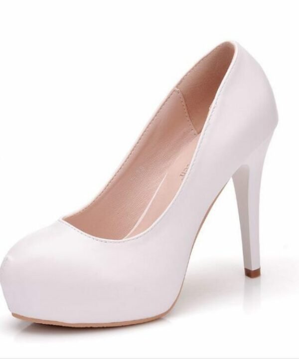 Solid Color PU Leather Ladies High Heels Slip-On Party Dress Shoes, 34, 35, 36, 37, 38, 39, 40, 41