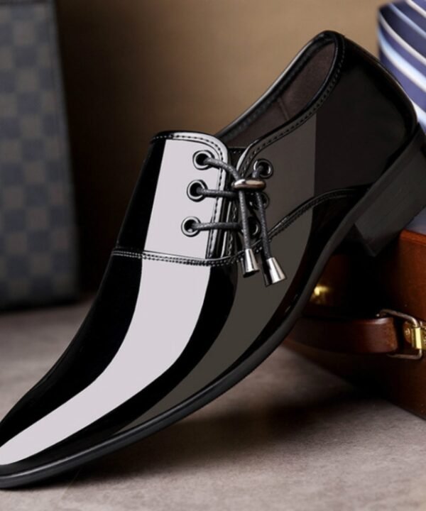 Pointed Business Dress Men Glossy Casual Leather Shoes, 38, 39, 40, 41, 42, 43, 44, 45, 46, 47, 48