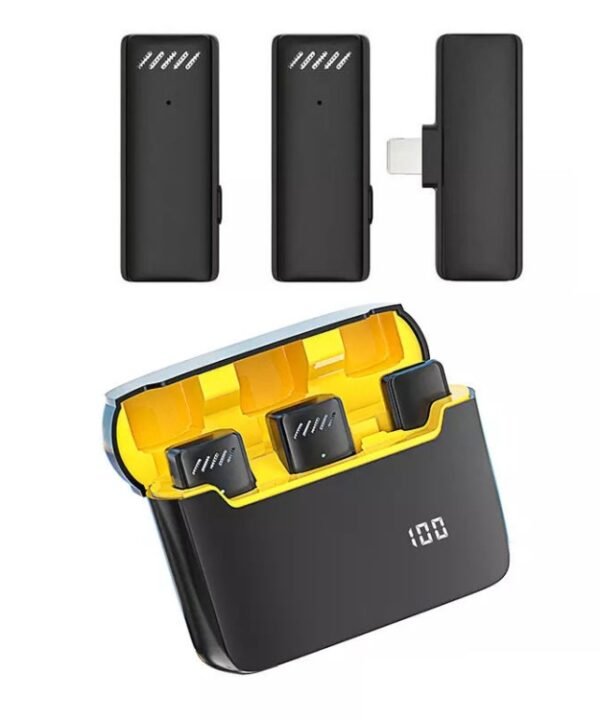 Wireless Lavalier Noise Canceling Microphone with Charging Case, S13 One To Two Yellow Case USB-C/Type-C Interface, S13 Dual Microphone Black USB-C/Type-C Interface, S13 Dual Microphone Black 8 Pin Interface