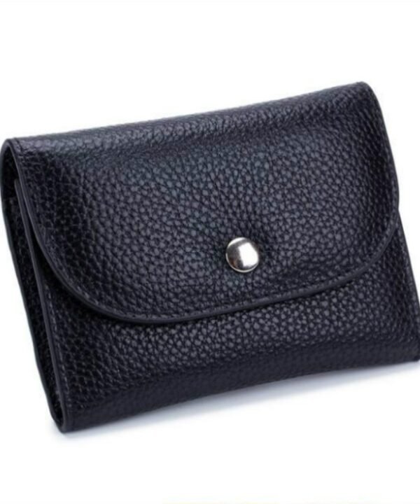 Short Mini Slim Top-grain Leather Wallet Card Bag Zip Coin Pocket, Black, Blue, Pink, Big Red, Gray