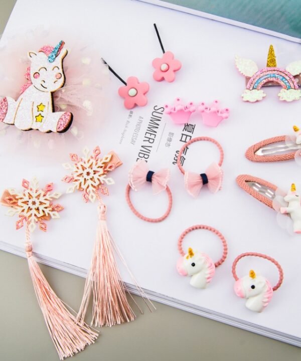 Little Girl Hair Accessories Set Gift Box Children Hairpin Combination Girl Jewelry Headdress Birthday Gift, Unicorn, Bee Models