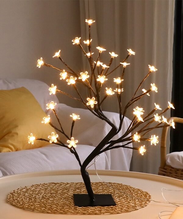 Cherry Tree Lamp Table Lamp Room Layout Decoration Creative Bedside Night Light Gift, 24 Lights Bauhinia Black Tree, 36 Lights Bauhinia Black Tree, 48 Lights Bauhinia Black Tree, 24 Lights Fiber Optic White Tree, 36 Lights Fiber Optic White Tree...