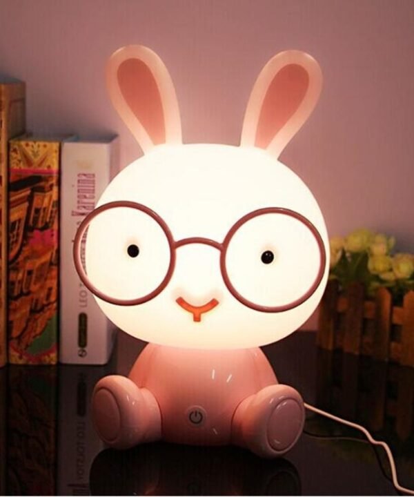 Fashion Cute Cartoon Rabbit LED 3-modes Dimming Touch Control Bedside Lamp, US Plug