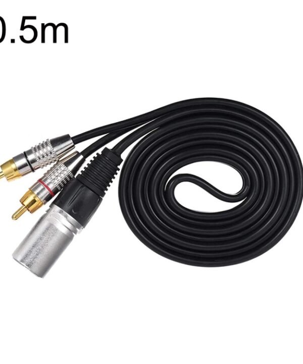 XLR Male To 2RCA Male Plug Stereo Audio Cable, Length:, 0.5m, 1m, 1.5m, 2m, 3m, 5m, 8m, 10m