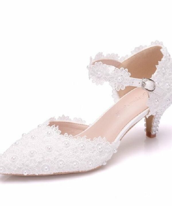 Women Shoes Lace Pearl Princess Pointed Shoes, 34, 35, 36, 37, 38, 39, 40, 41, 42