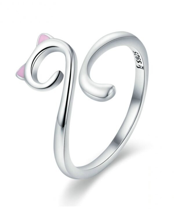 Cat Love Girl Ring S925 Sterling Silver Open Ring