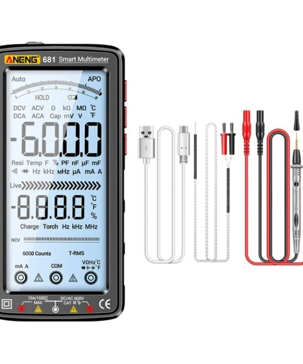 ANENG 681 LCD Digital Display Screen Smart Automatic Range Rechargeable Multimeter, 681 Black, 681 Red