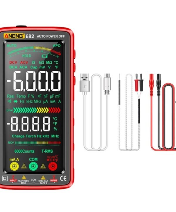 ANENG 682 Smart VA Reverse Display Automatic Range Rechargeable Multimeter, 682 Red, 682 Black