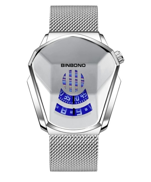 BINBOND Locomotive Concept Watch Men Live Black Technology Watch, White Net Belt White Steel White Face, Gold Net Belt Full Gold Blue Face, Gold Net Belt Full Gold Gold Face, Black Net Belt Black Steel Blue Face, Black Net Belt Black Steel White Face...