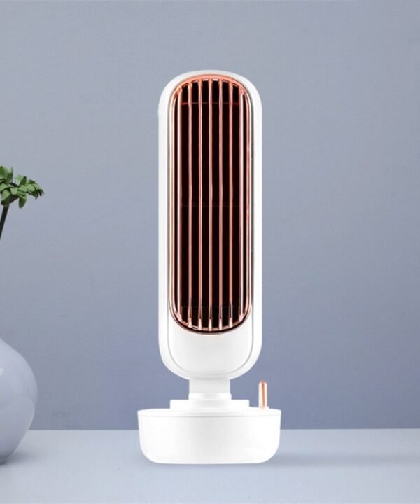 Retro Humidification Tower Fan USB Leafless Fan Water Cooling Spray Humidification Desktop Fan Cooler