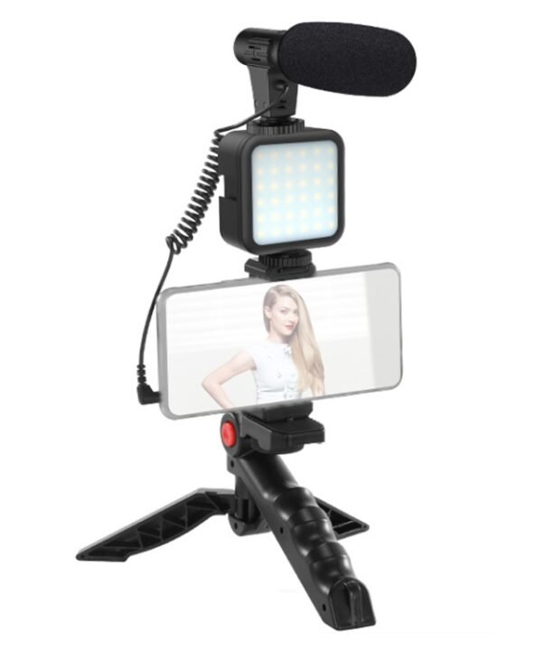 KIT-01LM 3 in 1 Video Shooting LED Light Portable Tripod Live Microphone, Battery Models, USB Charging Model