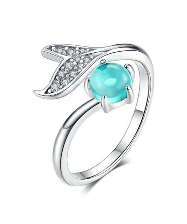 Mermaid Tears Open Ring S925 Sterling Silver and Platinum Plated Ring