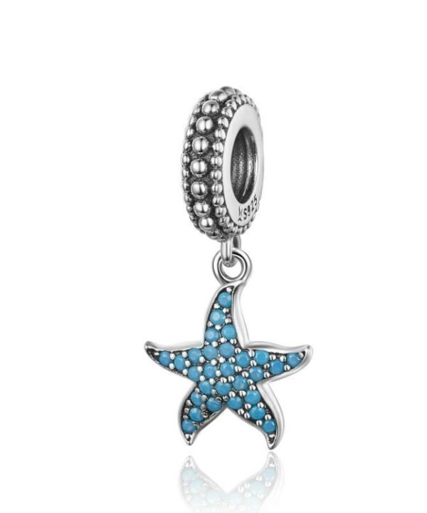 925 Sterling Silver  Starfish Pendant Charm Women DIY Bracelet Accessories